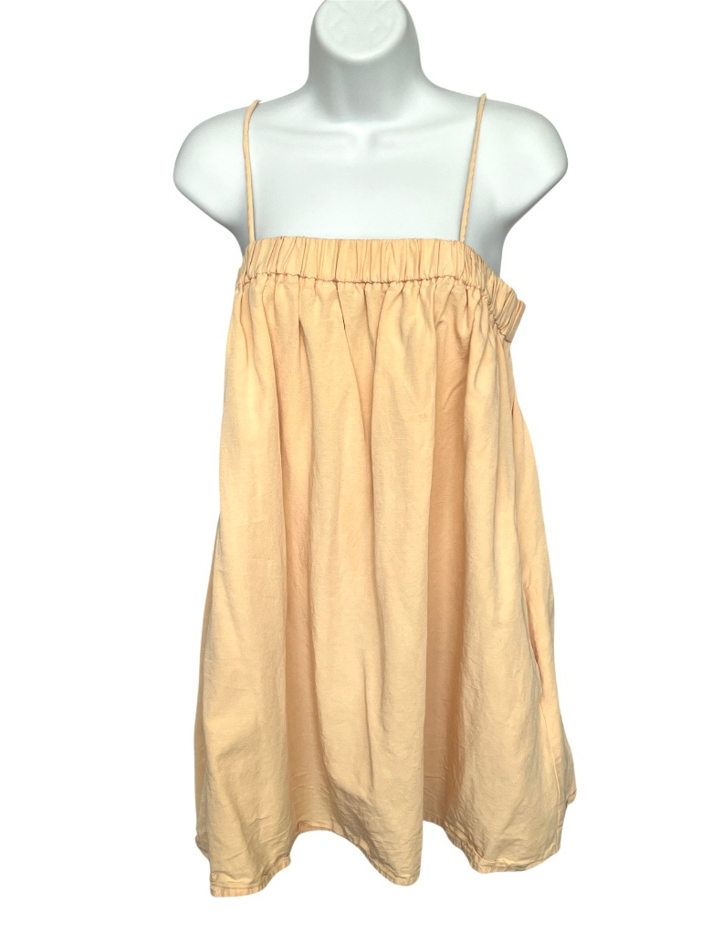 Zara Top Elastic Upper Hem Skinny Straps Size L Sleeveless Peach Orange